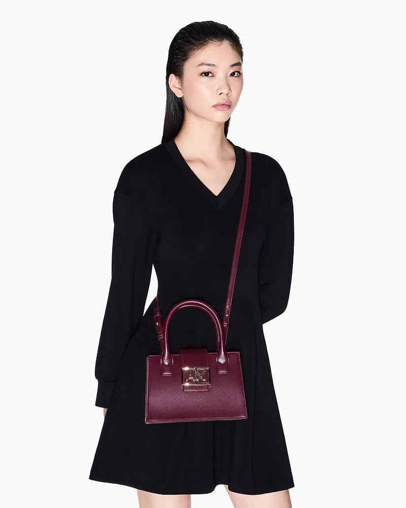 Armani Exchange - ASV Small Trapeze Handbag, Woman, Burgundy, Size: TU