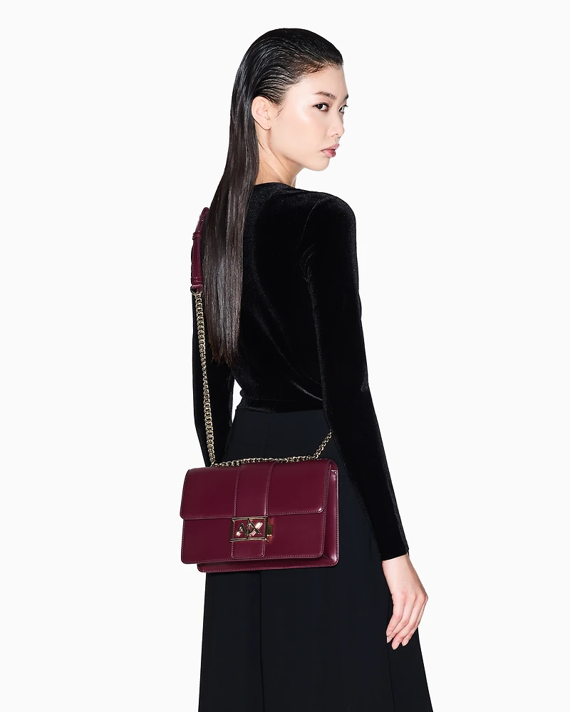 Armani Exchange - Shoulder bag with metal logo, Woman, Burgundy, Size: TU