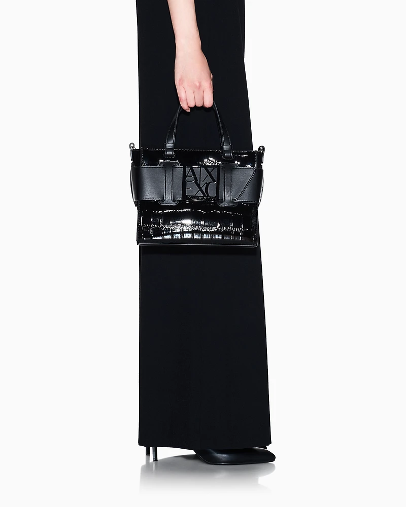 Armani Exchange - Coconut Tote Bag with Logo, Woman, Black, Size: TU