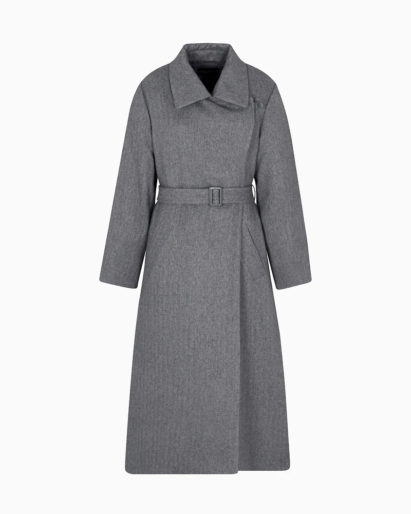 Emporio Armani - Coat water-repellent fabric with a chevron motif, Woman, Grey, Size:
