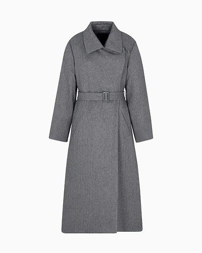 Emporio Armani - Coat water-repellent fabric with a chevron motif, Woman, Grey, Size: