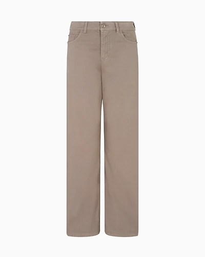 Emporio Armani - J33 Mid-rise, cropped wide-leg jeans garment-dyed stretch drill, Woman, Brown, Size: