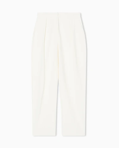 Emporio Armani - ASV chevron motif jersey trousers with pleats, Woman, White, Size:
