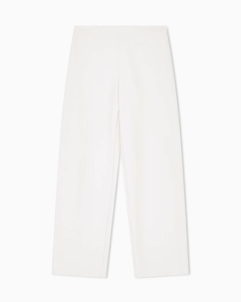 Emporio Armani - ASV embossed, textured jersey palazzo trousers, Woman, Beige, Size: