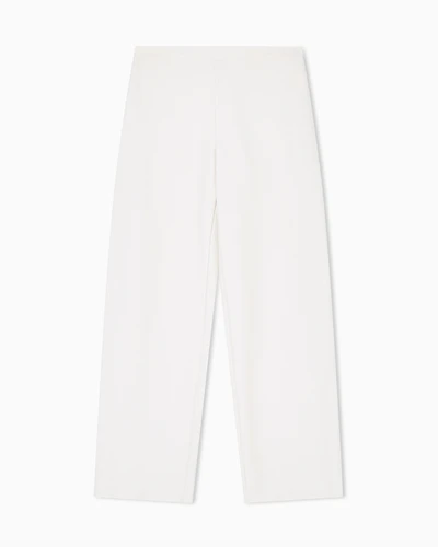 Emporio Armani - ASV embossed, textured jersey palazzo trousers, Woman, Beige, Size: