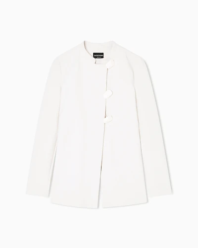 Emporio Armani - Embossed, textured jersey jacket, Woman, Beige, Size: