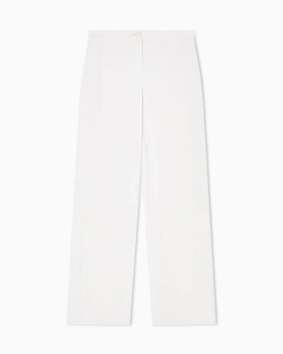 Emporio Armani - Icon trousers fluid armure fabric, Woman, White, Size: