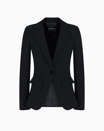 Emporio Armani - Single-breasted cady crêpe blazer, Woman, Black, Size: