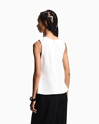 Emporio Armani - Stretch sandblasted fabric crossover top, Woman, Beige, Size: