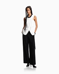 Emporio Armani - Stretch sandblasted fabric crossover top, Woman, Beige, Size: