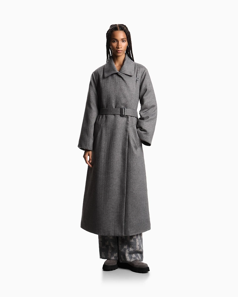 Emporio Armani - Coat water-repellent fabric with a chevron motif, Woman, Grey, Size: