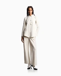 Emporio Armani - ASV embossed, textured jersey palazzo trousers, Woman, Beige, Size: