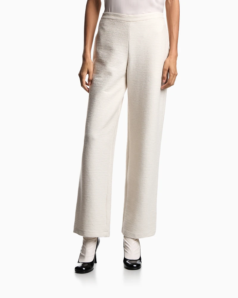 Emporio Armani - ASV embossed, textured jersey palazzo trousers, Woman, Beige, Size: