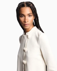 Emporio Armani - Embossed, textured jersey jacket, Woman, Beige, Size: