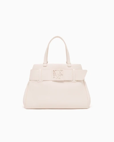 Armani Exchange - Large shoulder bag with ASV logo detail, Woman, White, Size: TU