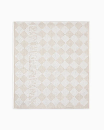 Emporio Armani - Jacquard lurex stole with check motif, Woman, Beige, Size: TU