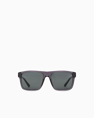 Emporio Armani - Men’s Asian-fit square sunglasses, Man, Blue, Size: 57L
