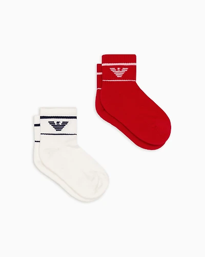 Emporio Armani - Two-pack of terry socks with eagle, Boy, Two-tone, Size: