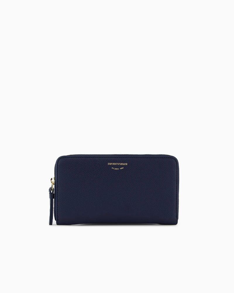 Emporio Armani - Deer-print MyEA wallet with wrap-around zip, Woman, Blue, Size: TU