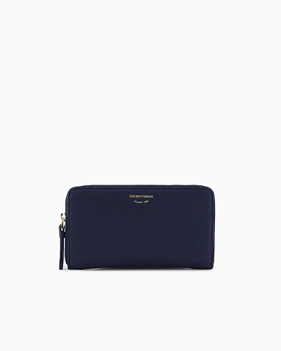 Emporio Armani - Deer-print MyEA wallet with wrap-around zip, Woman, Blue, Size: TU