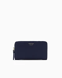 Emporio Armani - Deer-print MyEA wallet with wrap-around zip, Woman, Blue, Size: TU