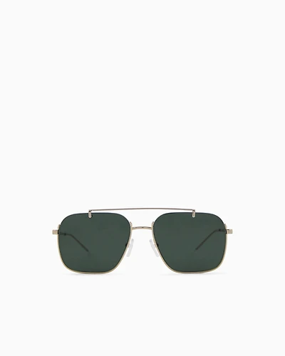 Emporio Armani - Men’s rectangular sunglasses, Man, Gold, Size: 57L