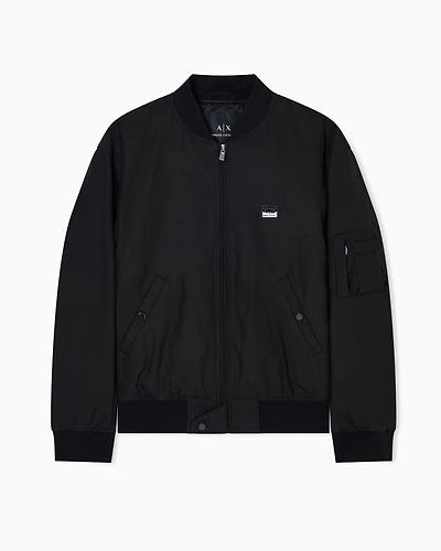 Armani Exchange - BLACK ZIP UP LOGO BOMBER JACKET, Man, Black, Size: