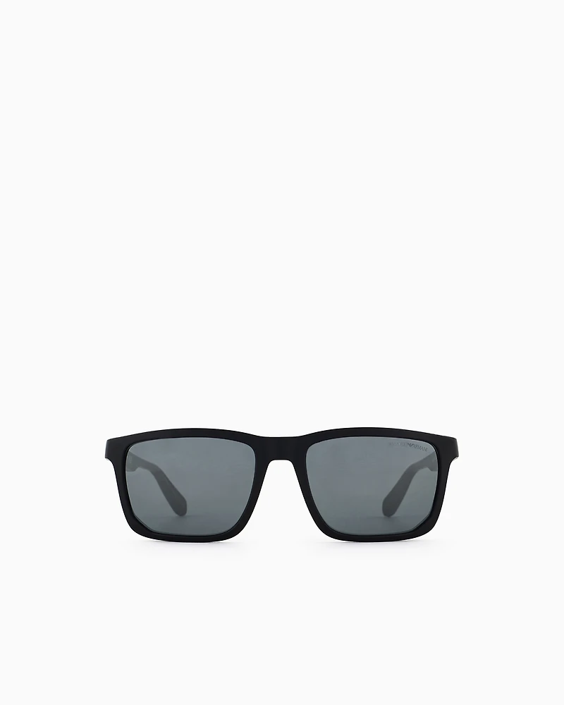 Emporio Armani - Men’s rectangular sunglasses, Man, Black, Size: 57L