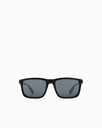 Emporio Armani - Men’s rectangular sunglasses, Man, Black, Size: 57L