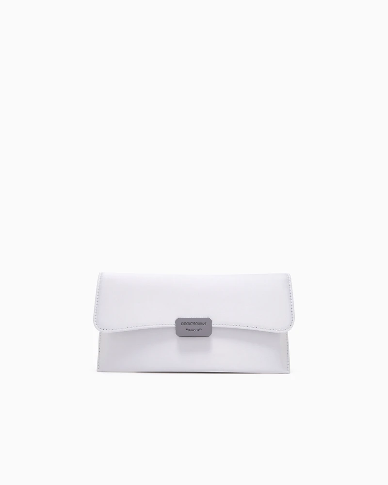 Emporio Armani - Satin clutch bag, Woman, Grey, Size: TU