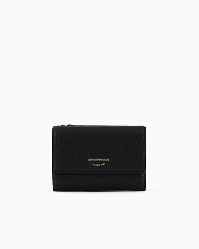 Emporio Armani - MyEA bifold wallet with deer print, Woman, Black, Size: TU