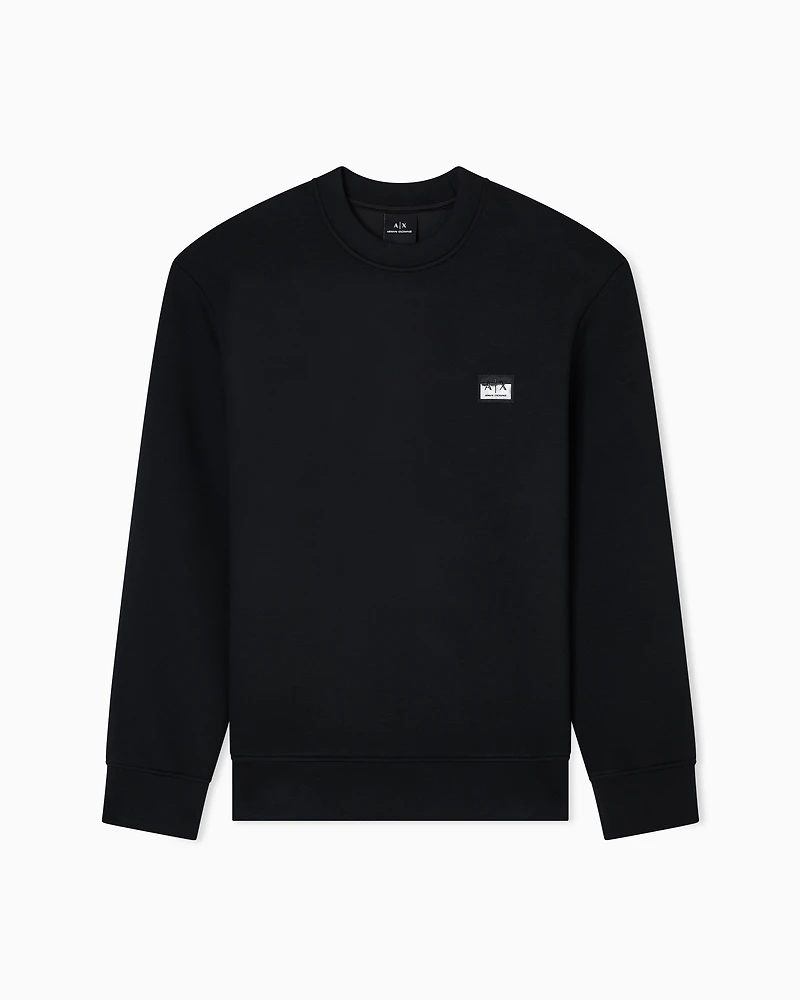 Armani Exchange - Crewneck sweatshirt with patch, Man, Black, Size: