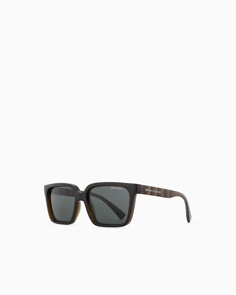 Armani Exchange - Men's rectangular shaped sunglasses, Man, Brown, Size: 56L