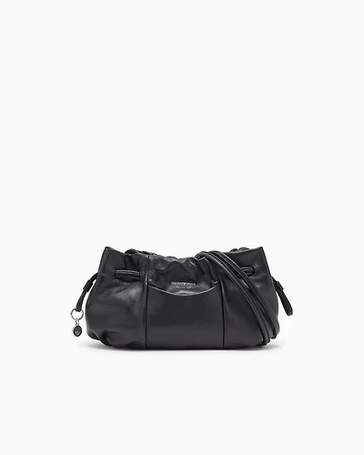 Emporio Armani - Small shoulder bag with nappa-leather drawstring, Woman, Black, Size: TU