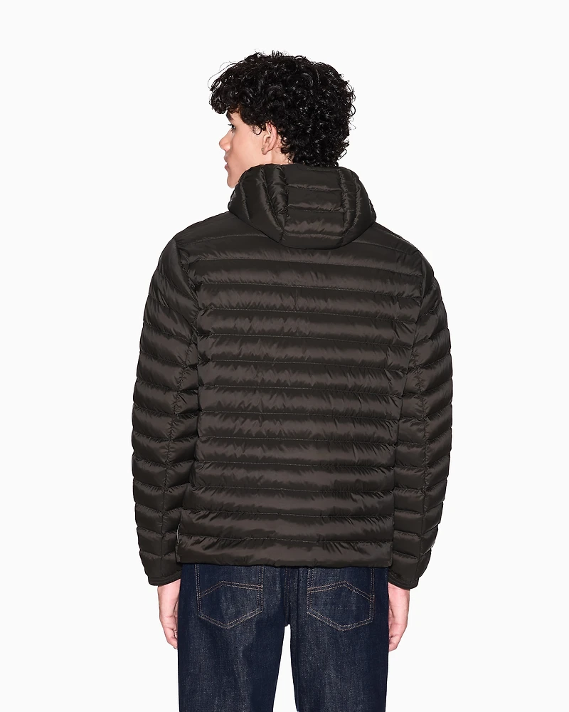 Armani Exchange - Full zip down jacket with hood, Man, Brown, Size: