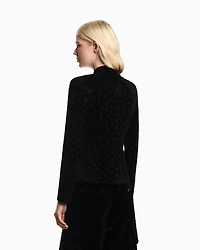 Emporio Armani - Polka-dot jacquard bonded chenille jacket with bow, Woman, Black, Size: