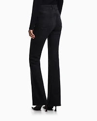 Emporio Armani - J47 Mid-high rise jeans with a flared leg worn-look stretch denim, Woman, Black, Size:
