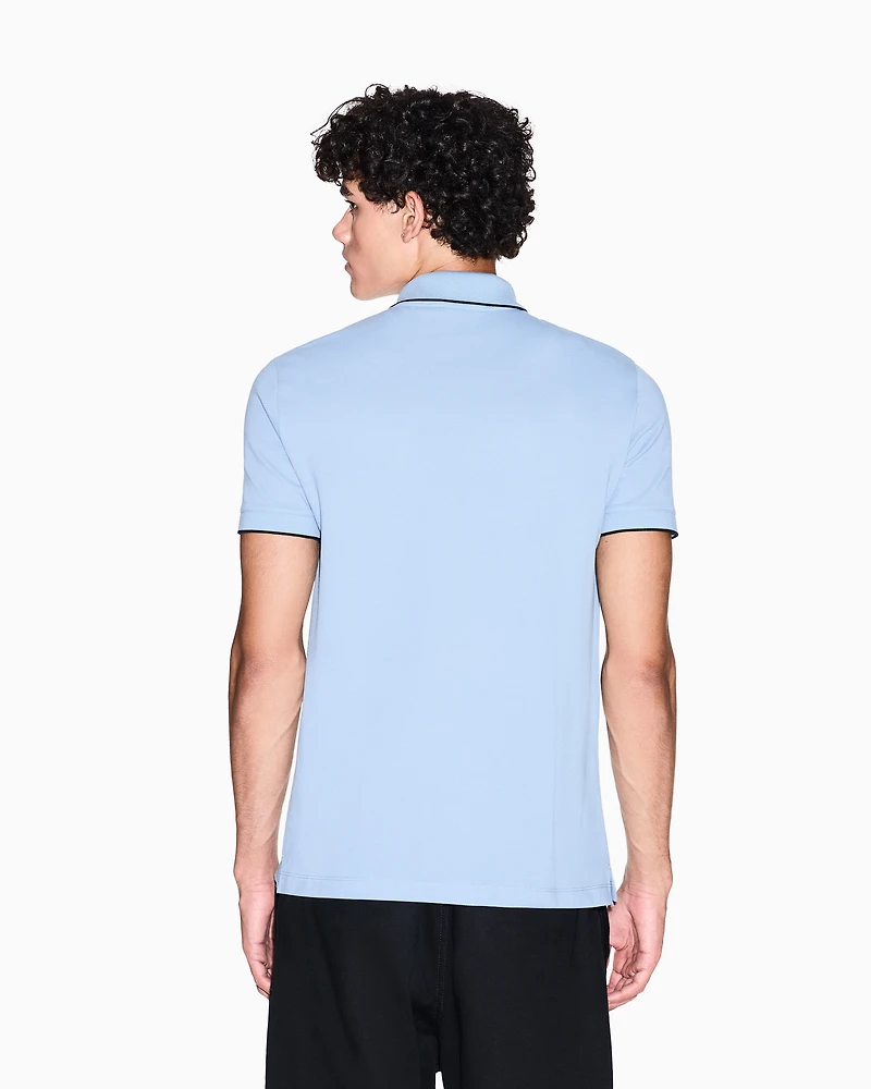 Armani Exchange - Slim fit polo with button insert, Man, Light Blue, Size: