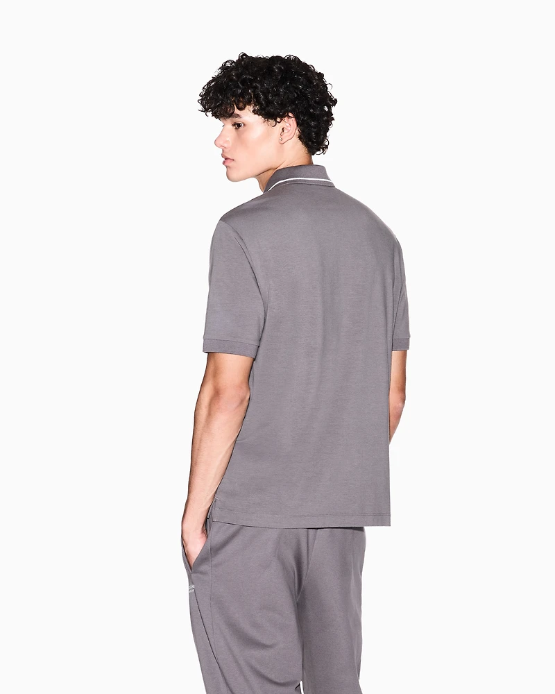 Armani Exchange - Regular fit polo shirt stretch jersey, Man, Grey, Size: