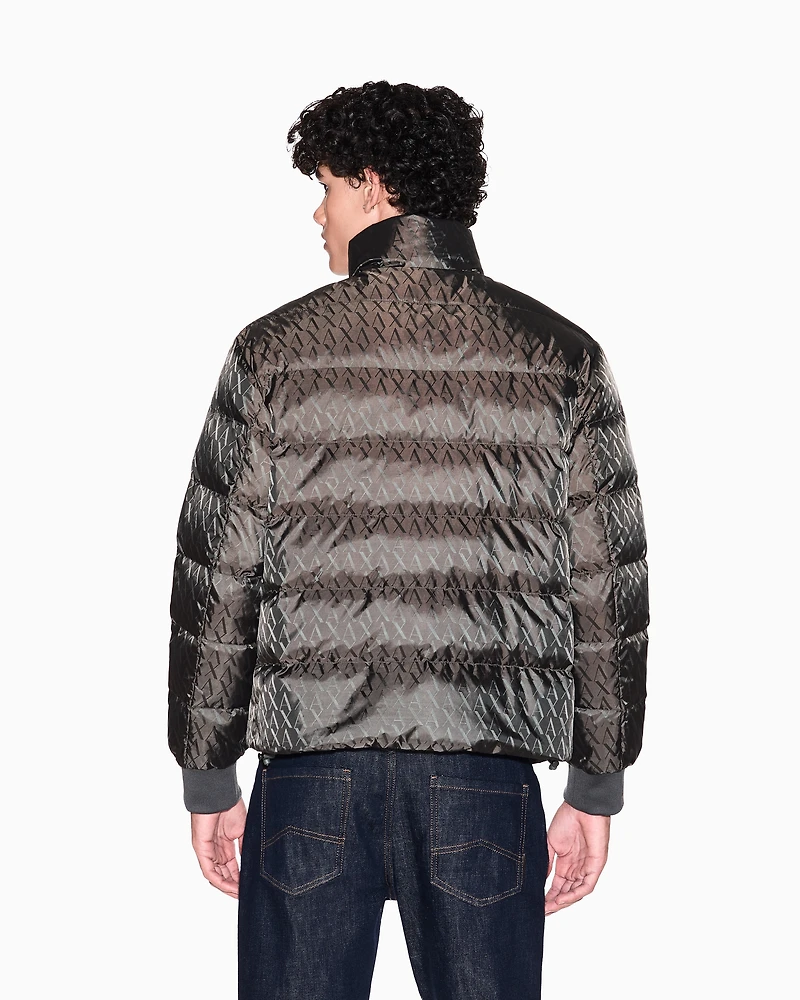 Armani Exchange - TONE ON ALLOVER LOGO PUFFER JACKET, Man, Beige, Size: