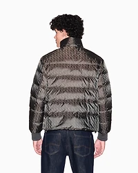 Armani Exchange - TONE ON ALLOVER LOGO PUFFER JACKET, Man, Beige, Size: