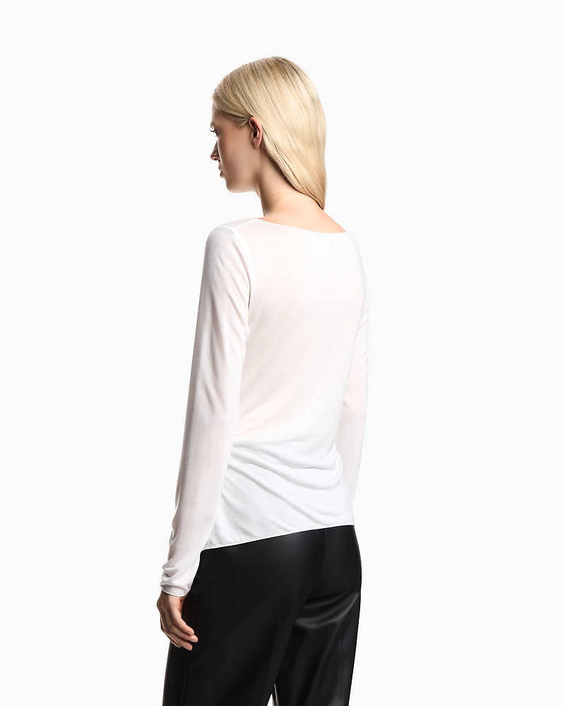 Emporio Armani - Jersey jumper with twist, Woman, Beige, Size: