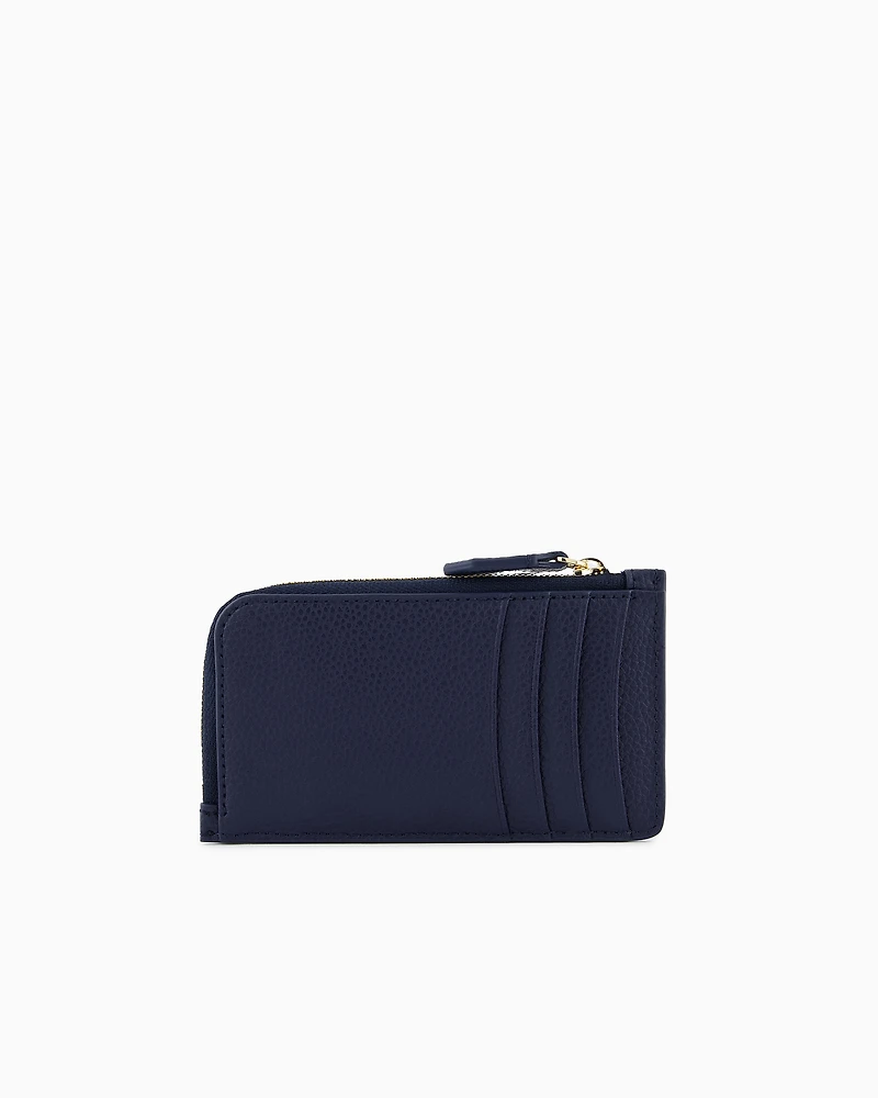 Emporio Armani - MyEA deer-print card holder with wrap-around zip, Woman, Blue, Size: TU