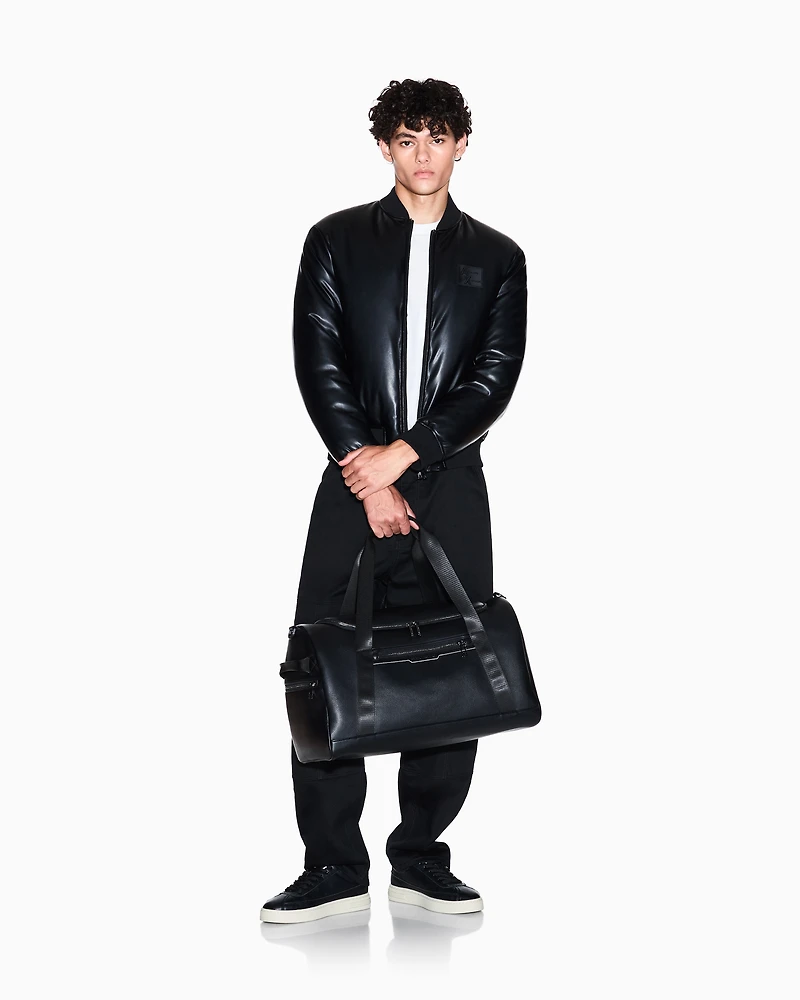 Armani Exchange - Shiny fabric bomber jacket, Man, Black, Size: