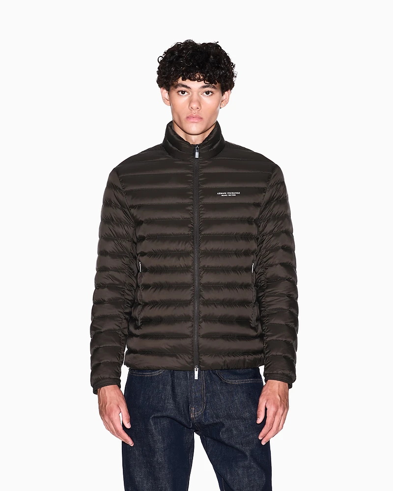 Armani Exchange - Quilted full zip down jacket, Man, Brown, Size: