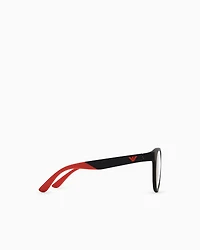 Emporio Armani - Panto-shaped junior sunglasses with clip-on lenses, Boy, Black, Size: 47L