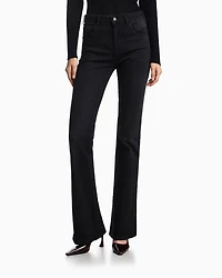 Emporio Armani - J47 Mid-high rise jeans with a flared leg worn-look stretch denim, Woman, Black, Size: