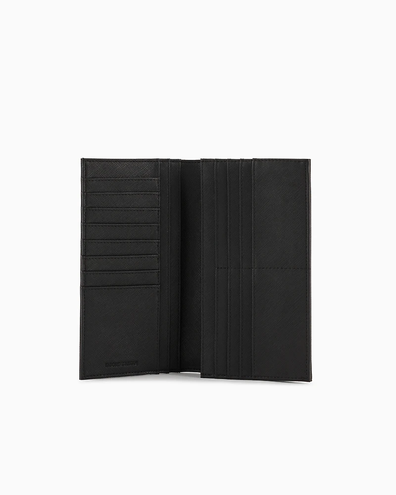 Emporio Armani - ASV regenerated Saffiano leather large currency holder with eagle plate, Man, Black, Size: TU