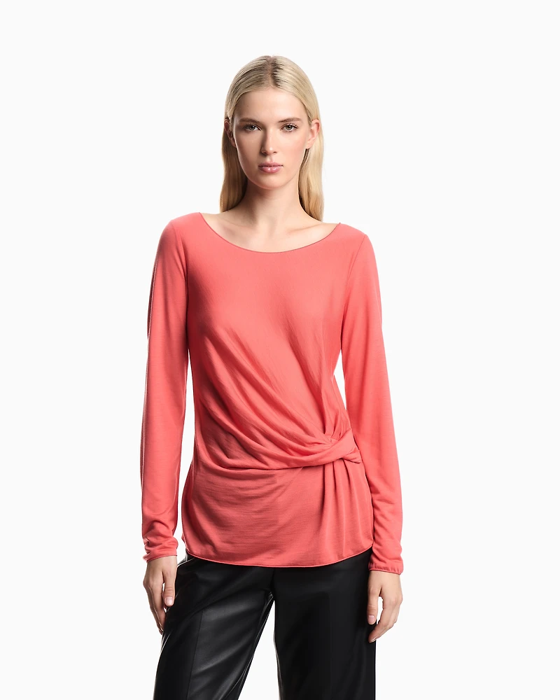 Emporio Armani - Jersey jumper with twist, Woman, Red, Size: