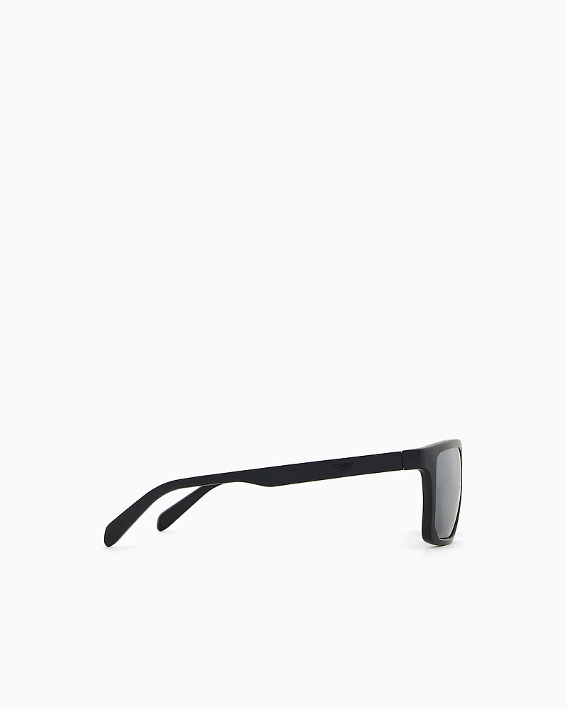 Emporio Armani - Men’s rectangular sunglasses, Man, Black, Size: 57L